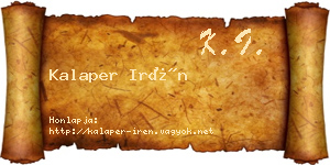 Kalaper Irén névjegykártya